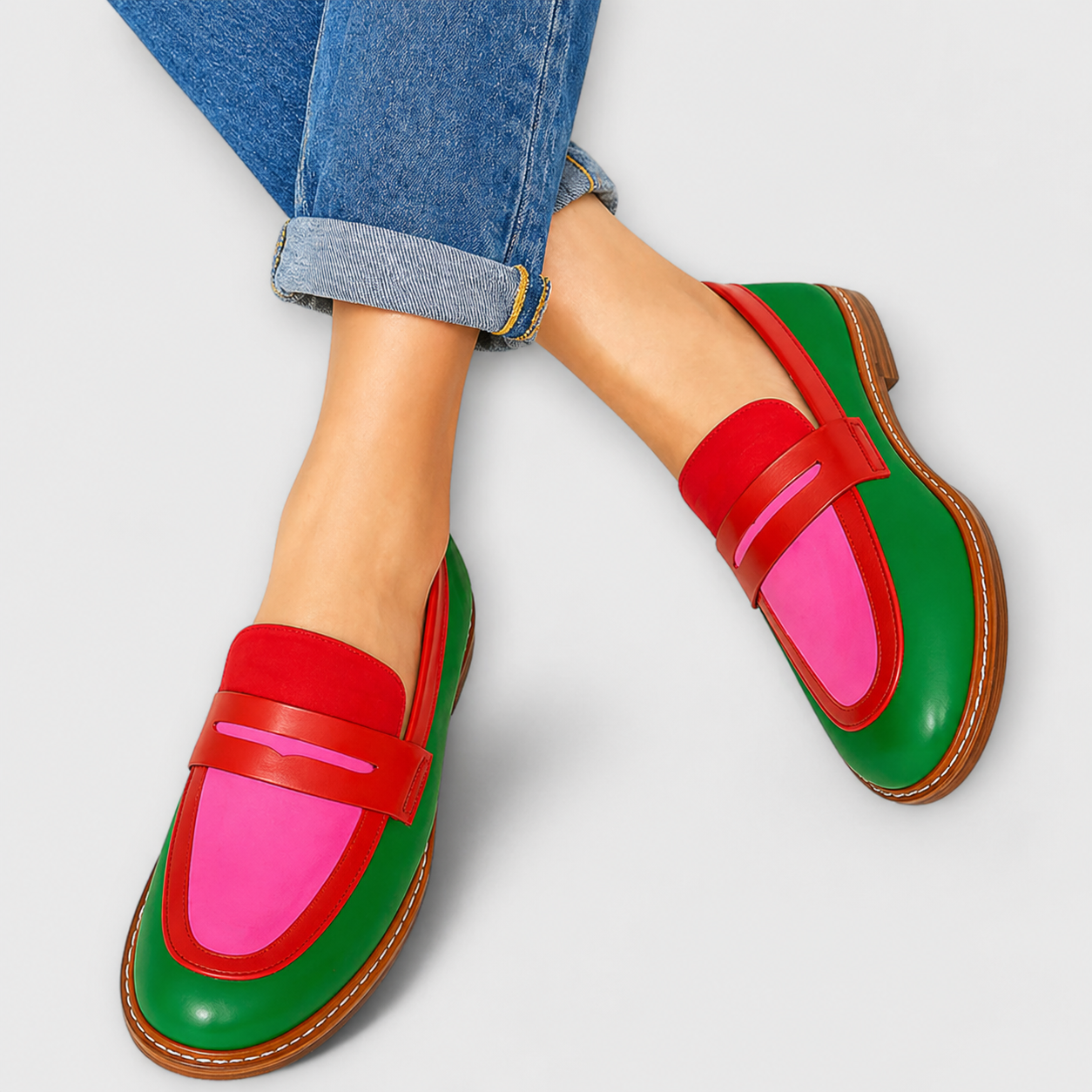 Nila | Mocasines casual de contraste