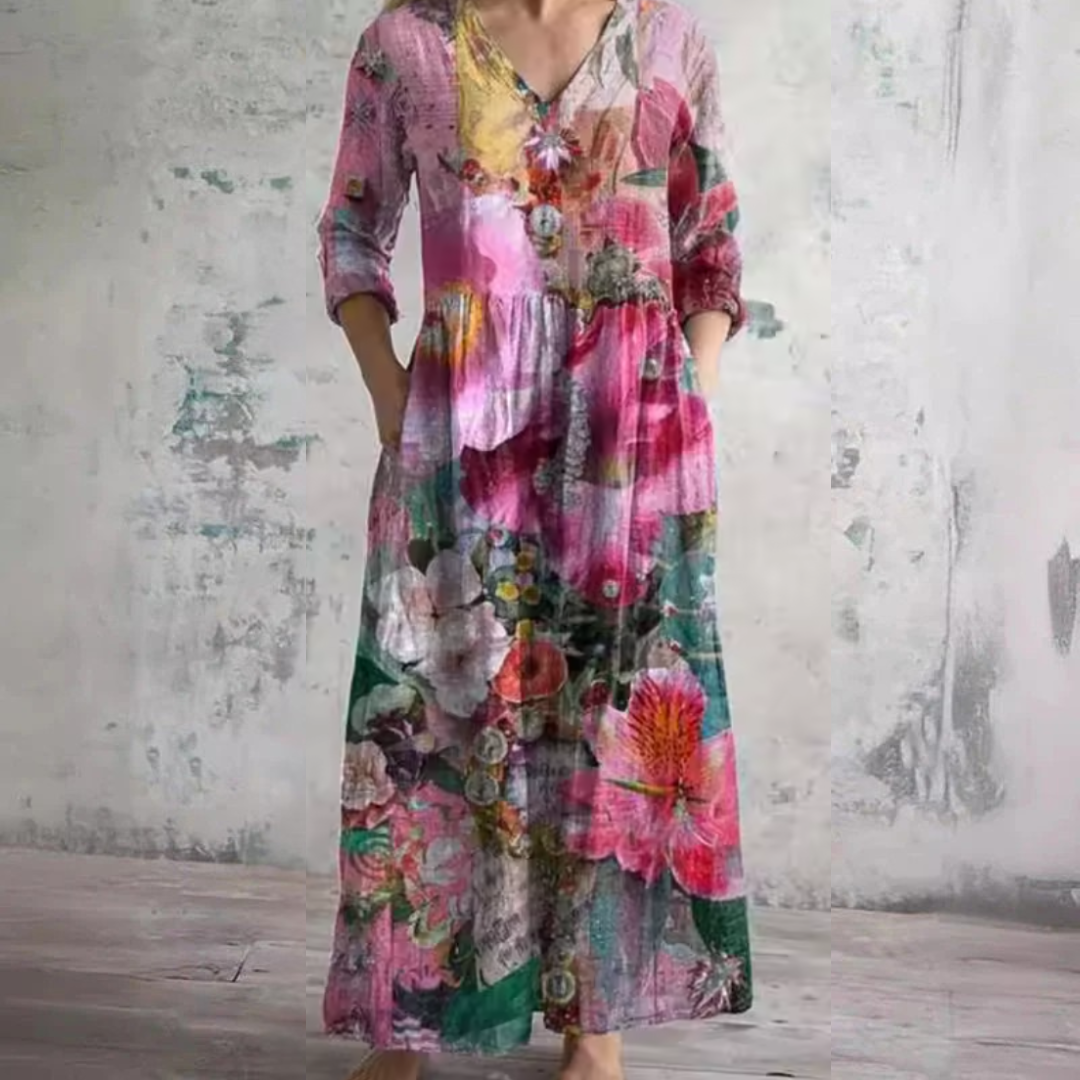 Lina | Elegante Vestido Maxi Floral de Verano