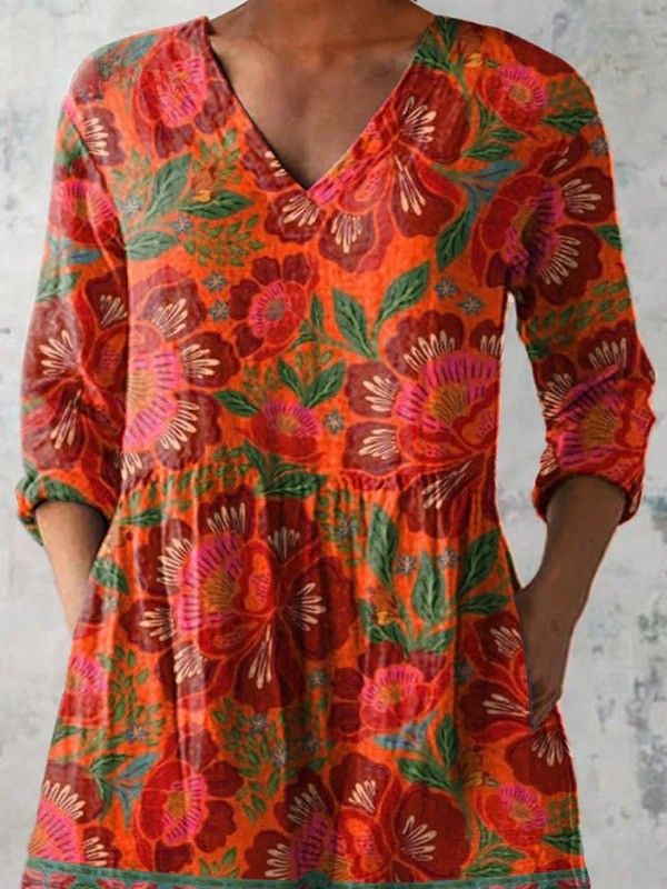 Felicia | Camisa vintage cuello V manga larga