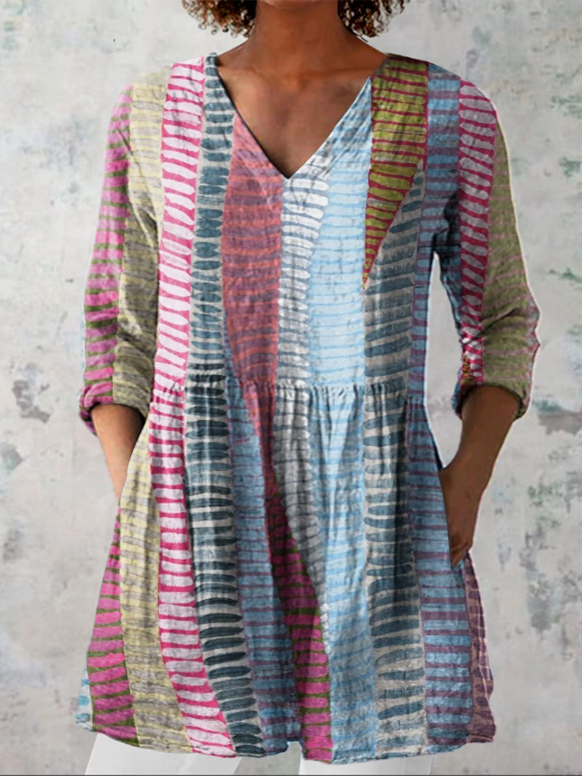 Danica | Camisa vintage cuello V manga larga