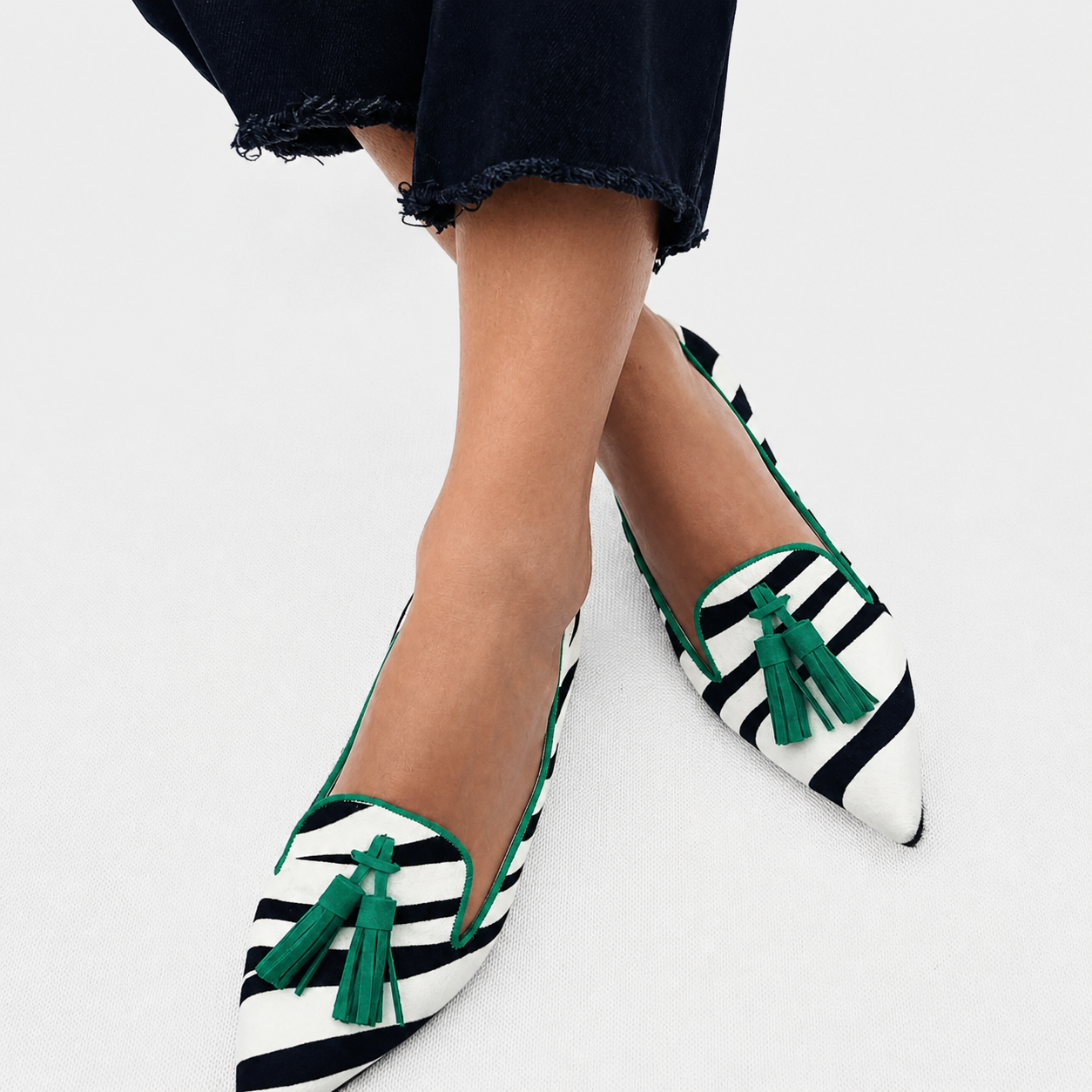 Riana | Mocasines cebra verde