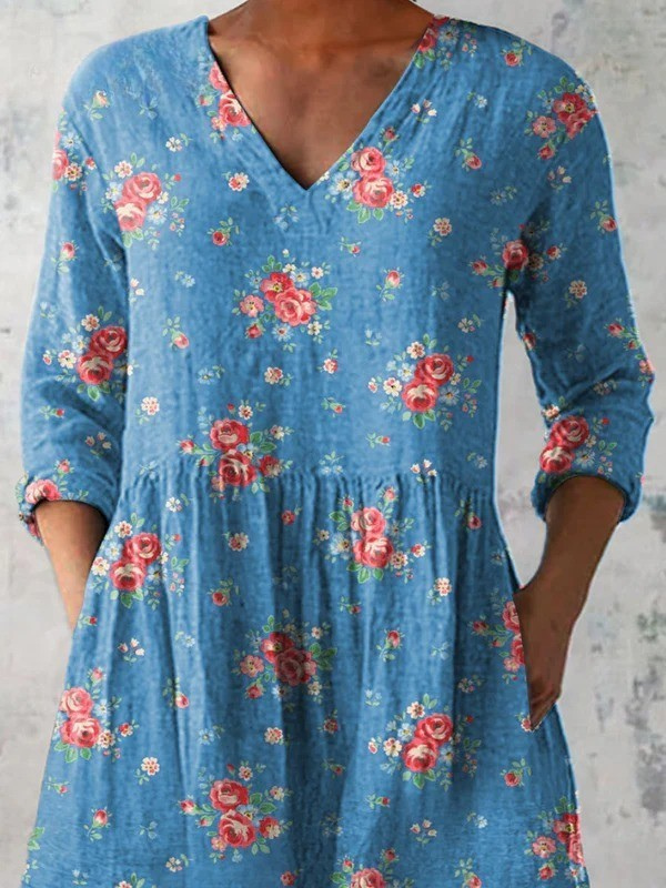 Mabel | Camisa vintage cuello V manga larga