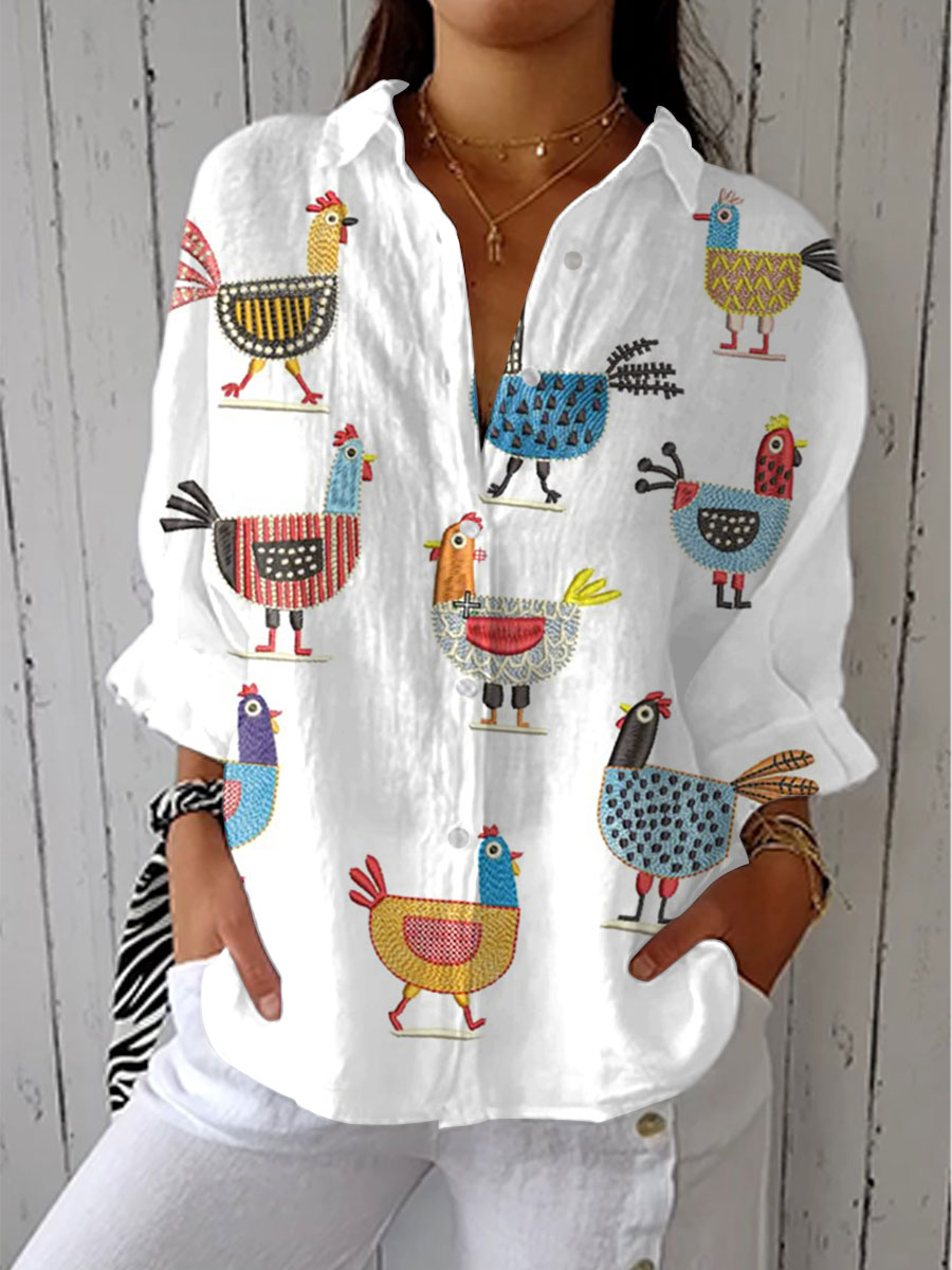 Elena | Camisa Estampada con Gallinitas