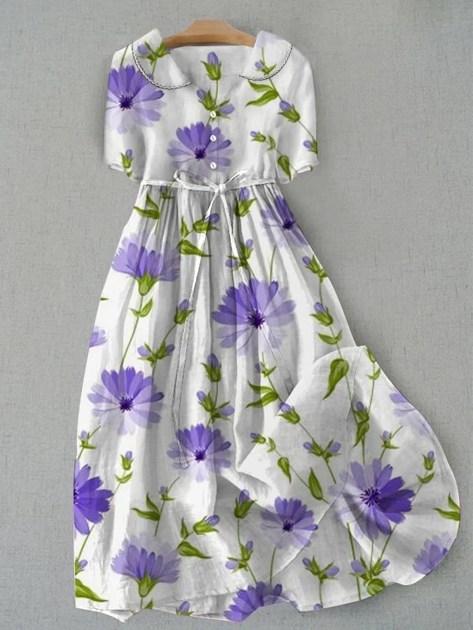 Amélie | Vestido elegante con flores de lavanda