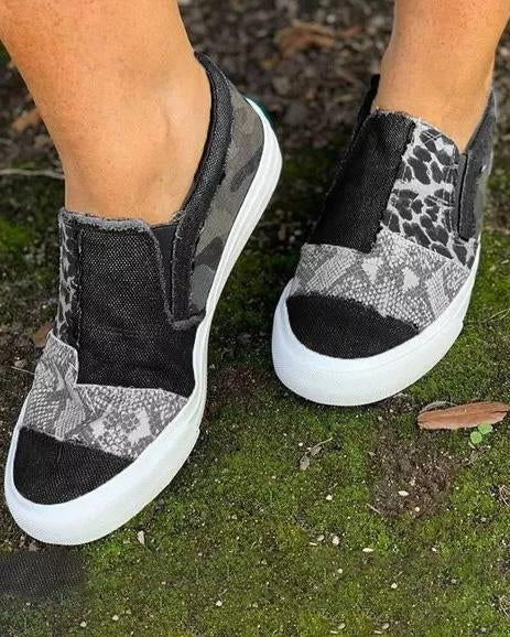 Quinny | Zapatos de lona casual con estampado de leopardo