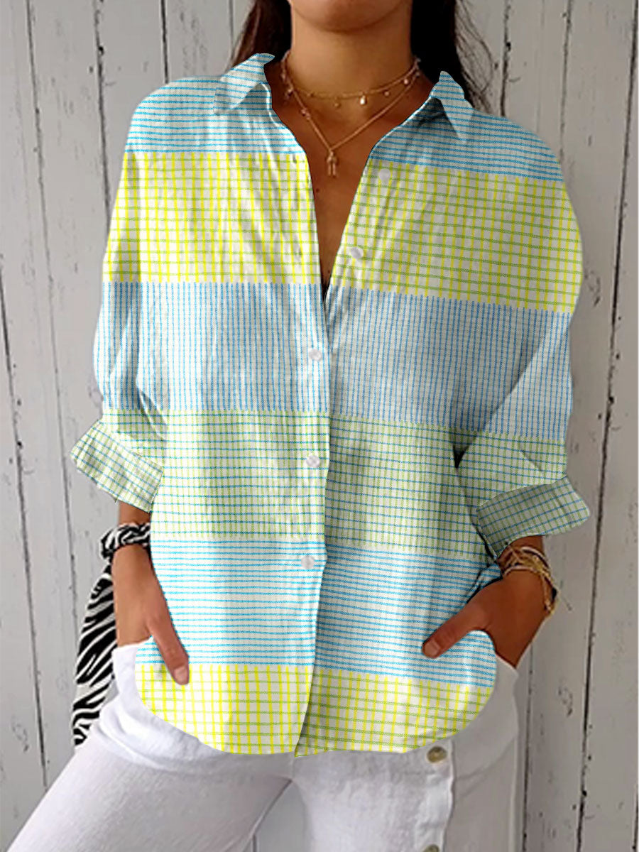 Sheila | Camisa Estampada de Cuadros Pastel