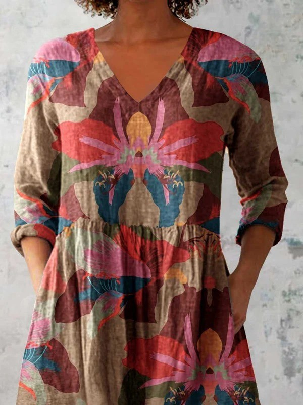 Armonía | Camisa vintage cuello V manga larga