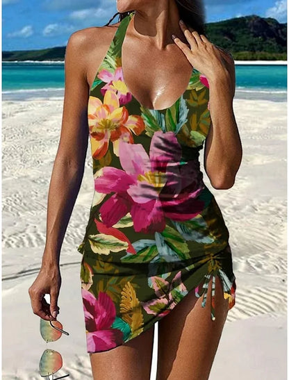 Fiesta | Tankini Gráfico Floral con Shorts y Efecto Control Abdomen
