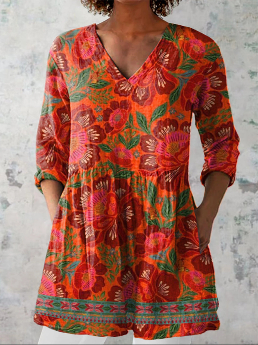 Felicia | Camisa vintage cuello V manga larga