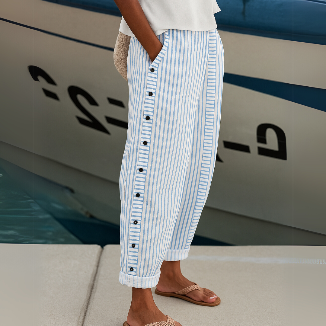 Catalina | Pantalones elegantes con botones y rayas