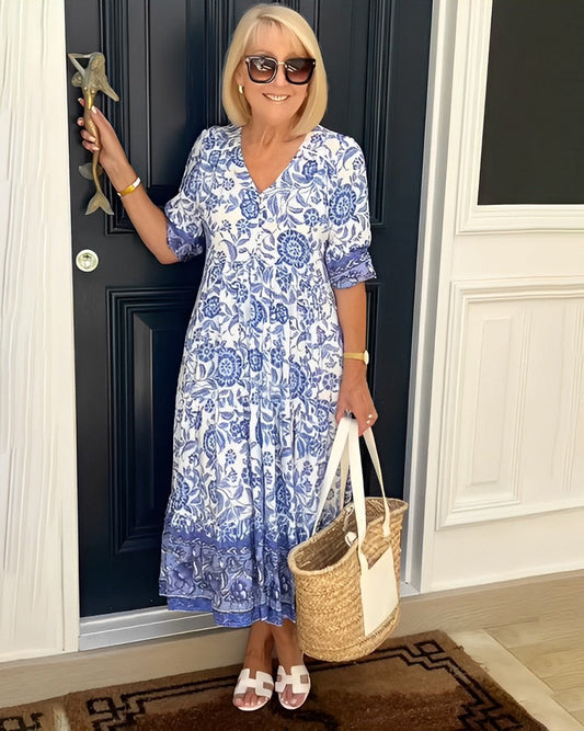 Cándida | Escote V Floral con Gracia