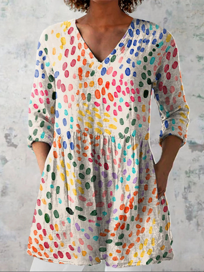 Bernarda | Camisa vintage cuello V manga larga