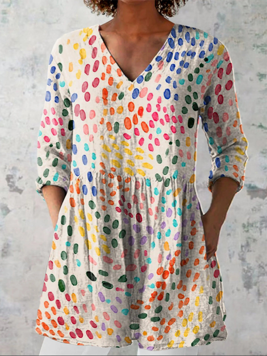 Bernarda | Camisa vintage cuello V manga larga