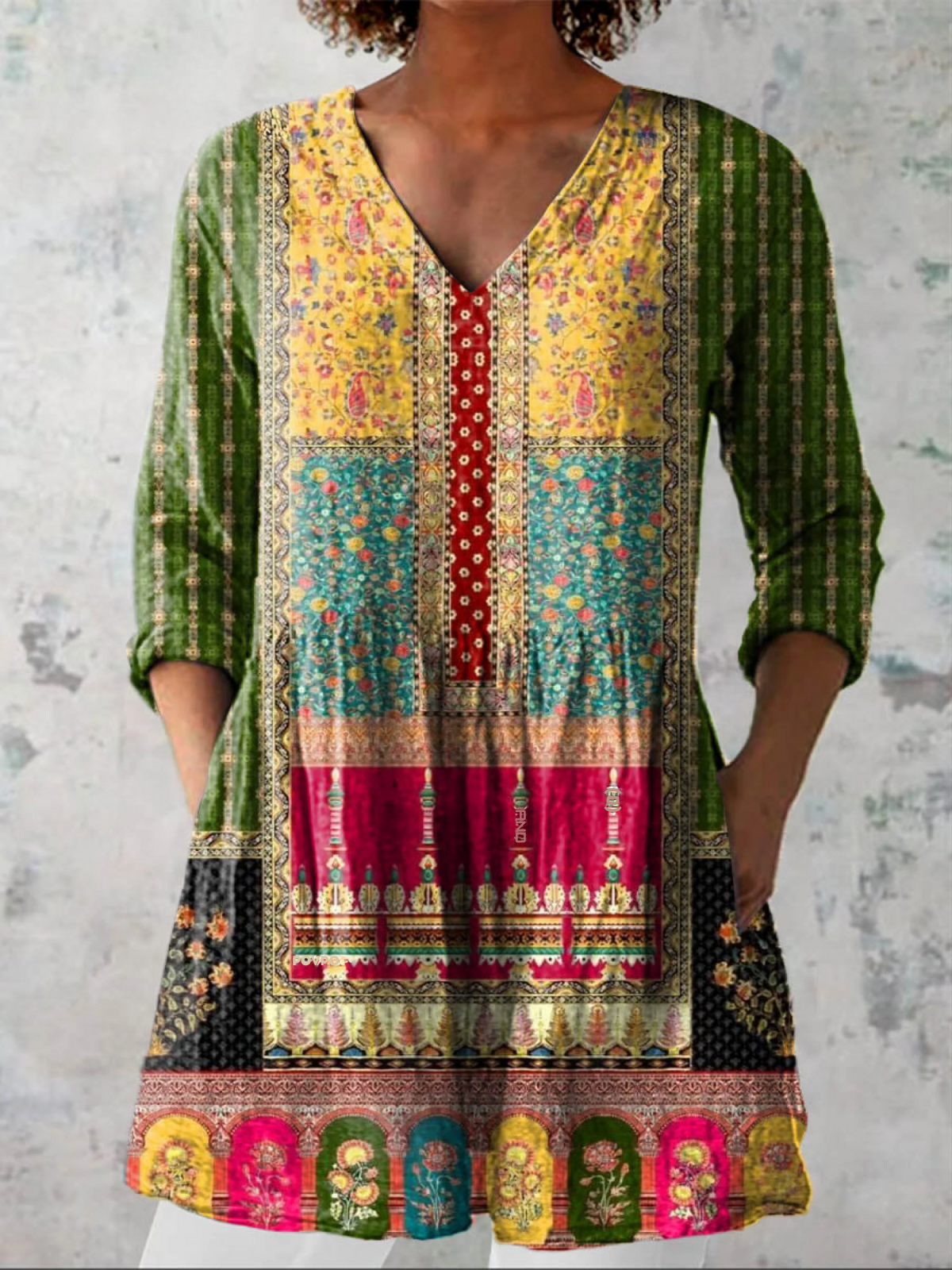 Jacinta | Camisa vintage cuello V manga larga