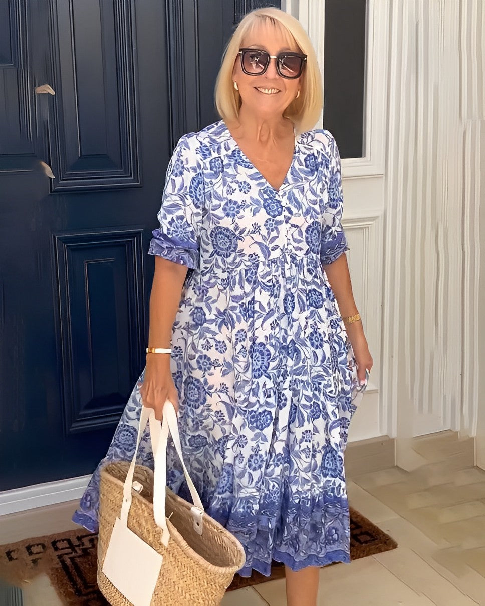 Cándida | Escote V Floral con Gracia
