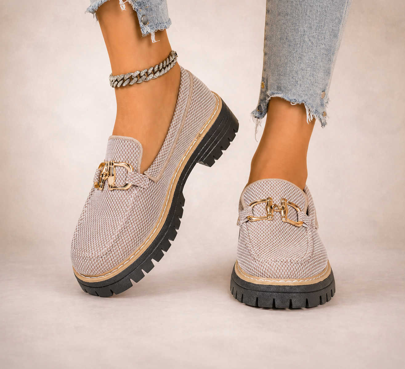 Valeria | Mocasines de malla transpirable con suela gruesa