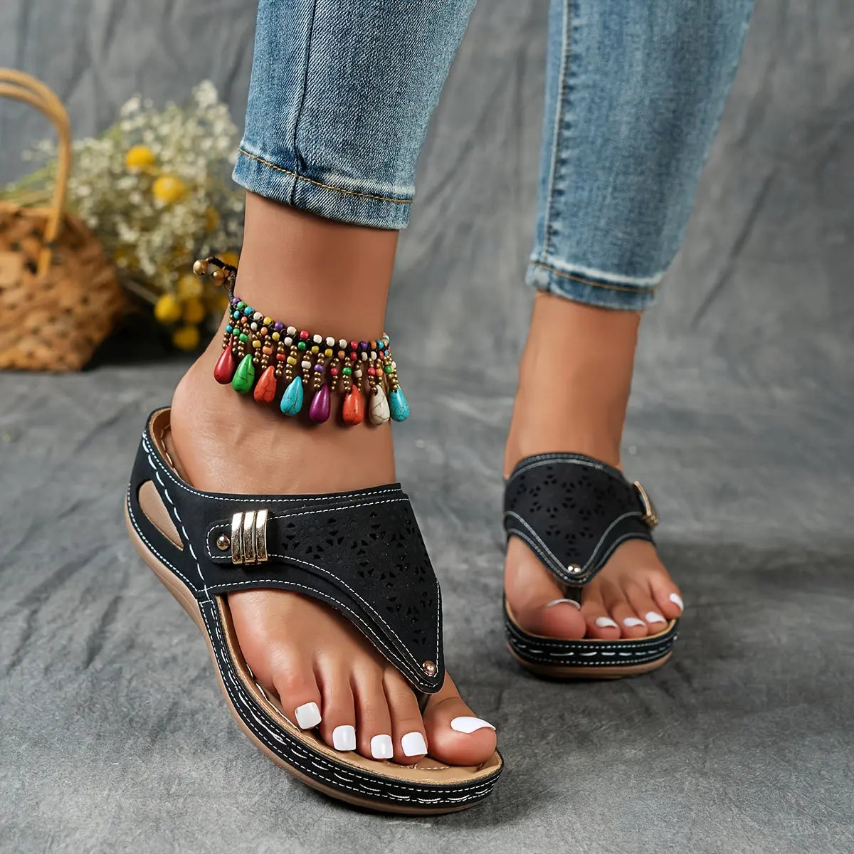 Elisa | Sandalias con cuña y chanclas para mujer