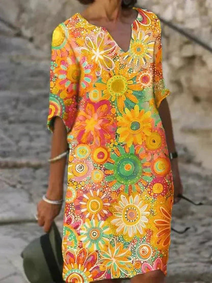 Ana | Vibrante Vestido Midi Floral