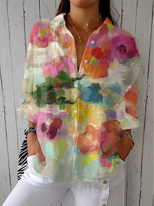 Carolina | Camisa Estampada Floral Acuarela