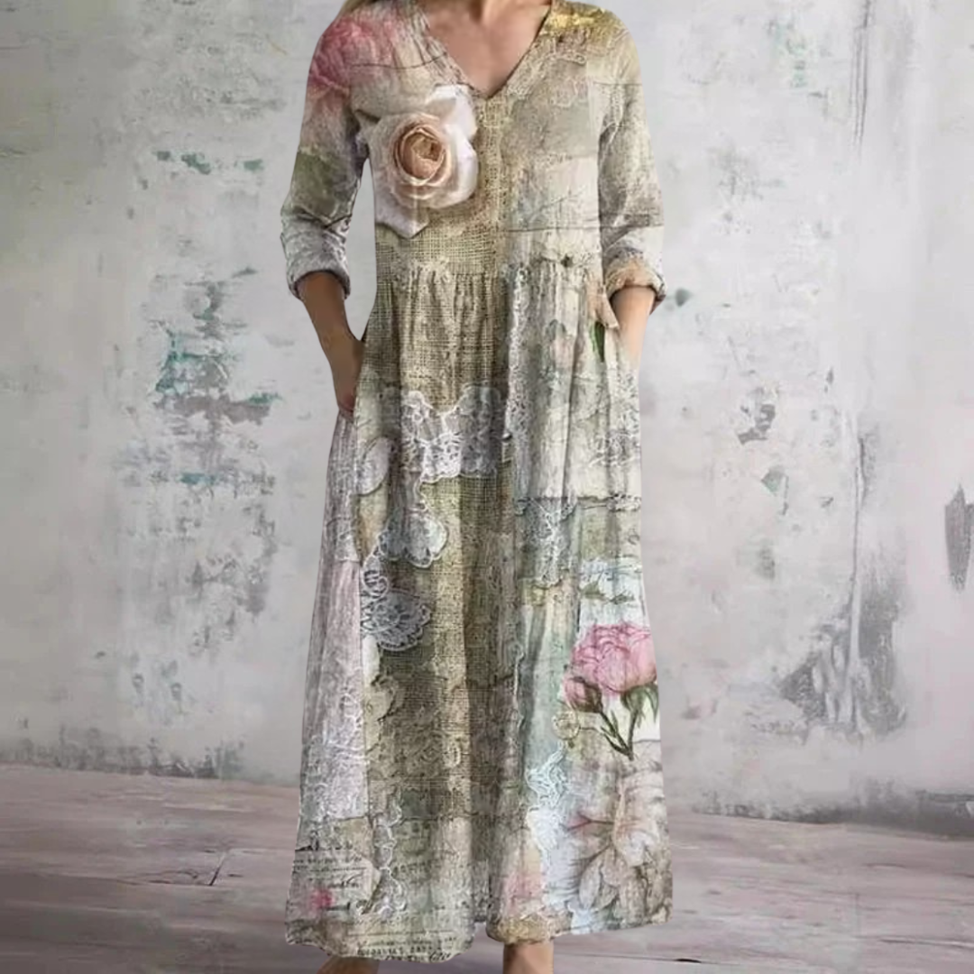 Fiona | Elegante Vestido Maxi Floral de Verano