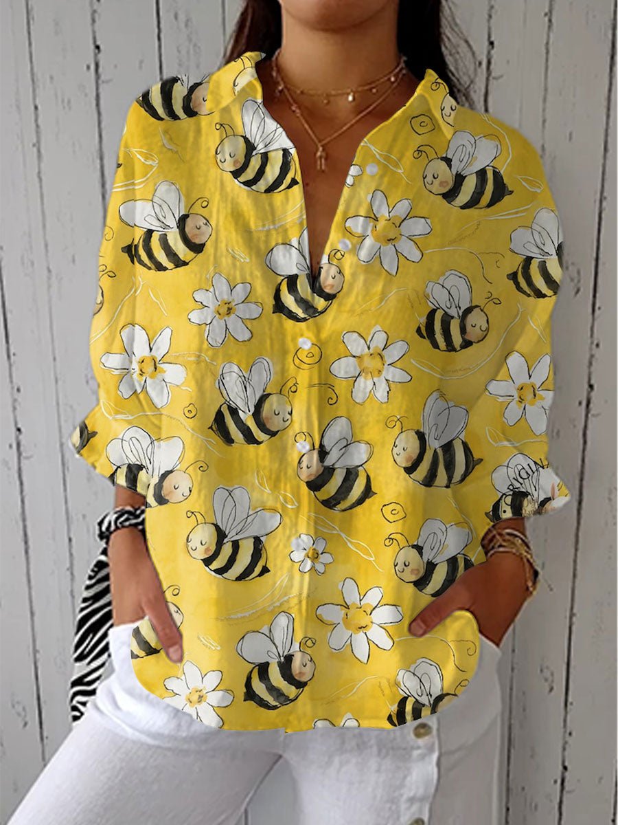 Margarita | Camisa Estampada Floral con Abejas