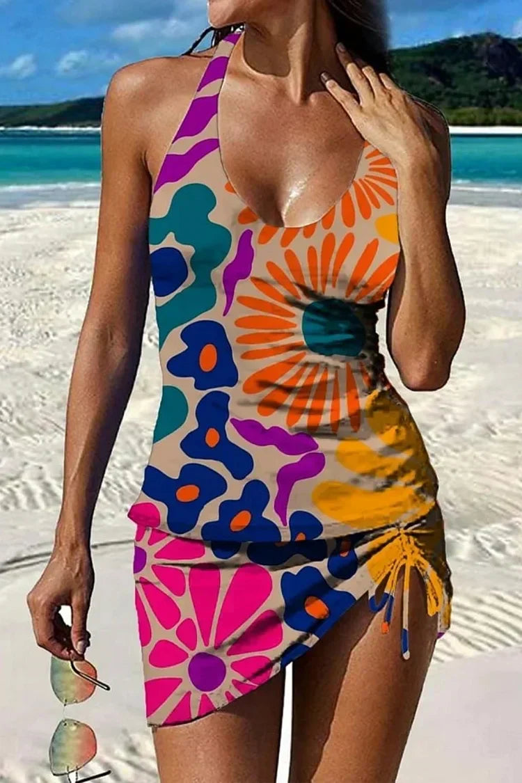 Fiesta | Tankini Gráfico Floral con Shorts y Efecto Control Abdomen