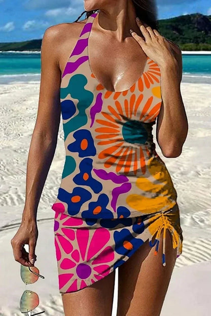 Fiesta | Tankini Gráfico Floral con Shorts y Efecto Control Abdomen