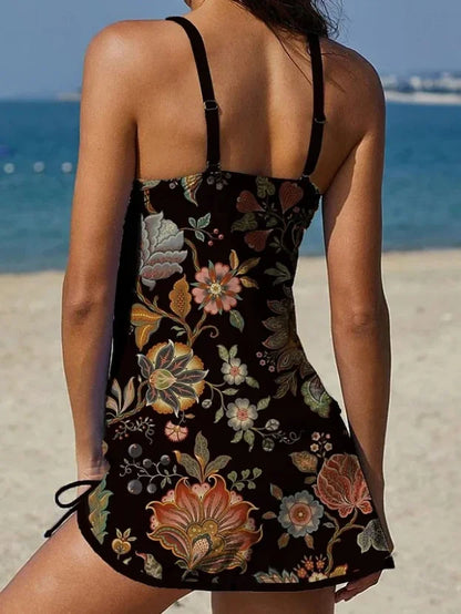 Fiesta | Tankini Gráfico Floral con Shorts y Efecto Control Abdomen