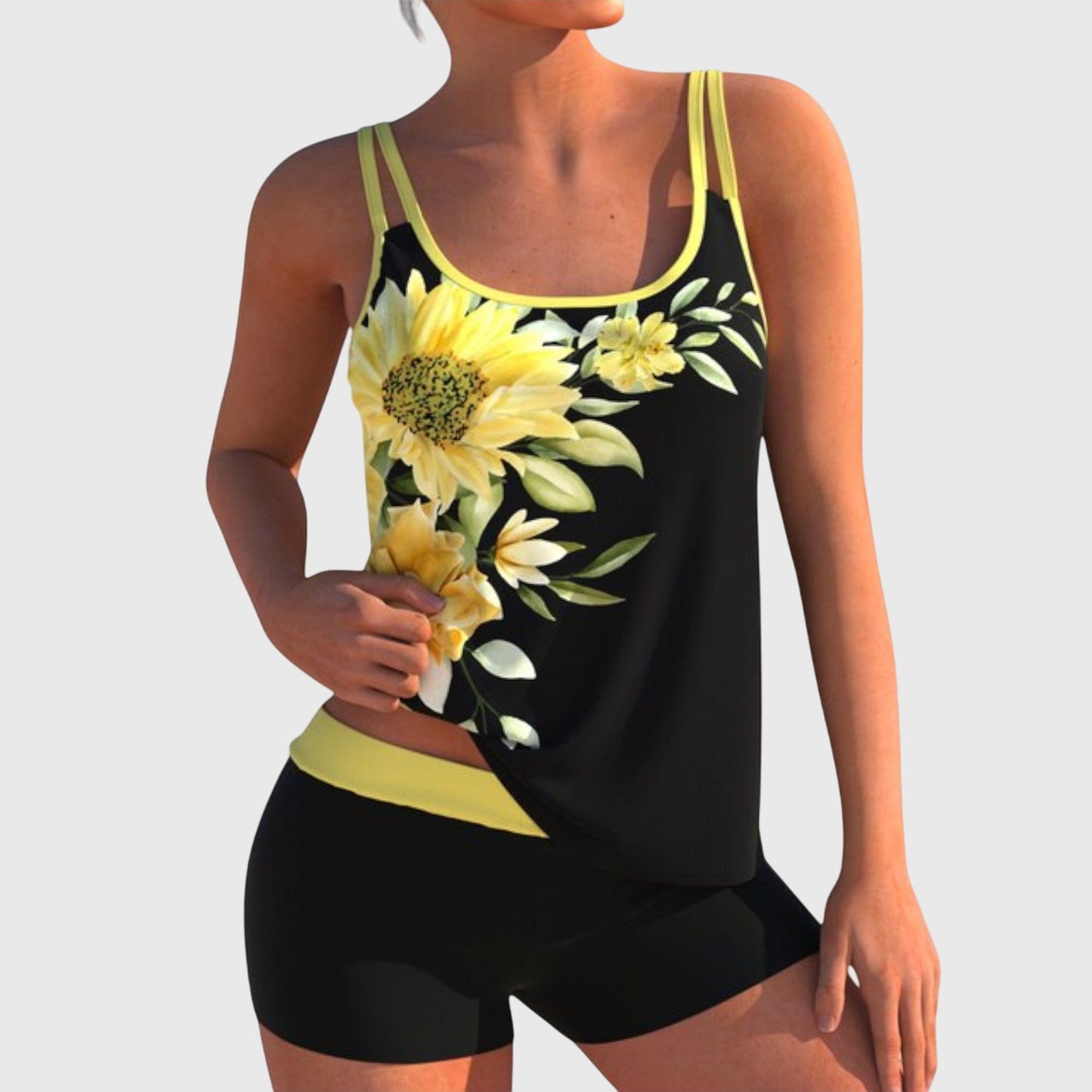 Flor | Tankini Floral con Shorts y Efecto Control Abdomen