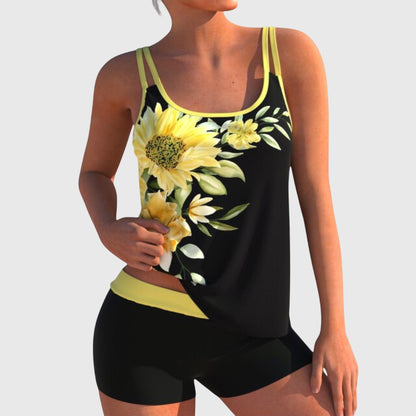 Flor | Tankini Floral con Shorts y Efecto Control Abdomen