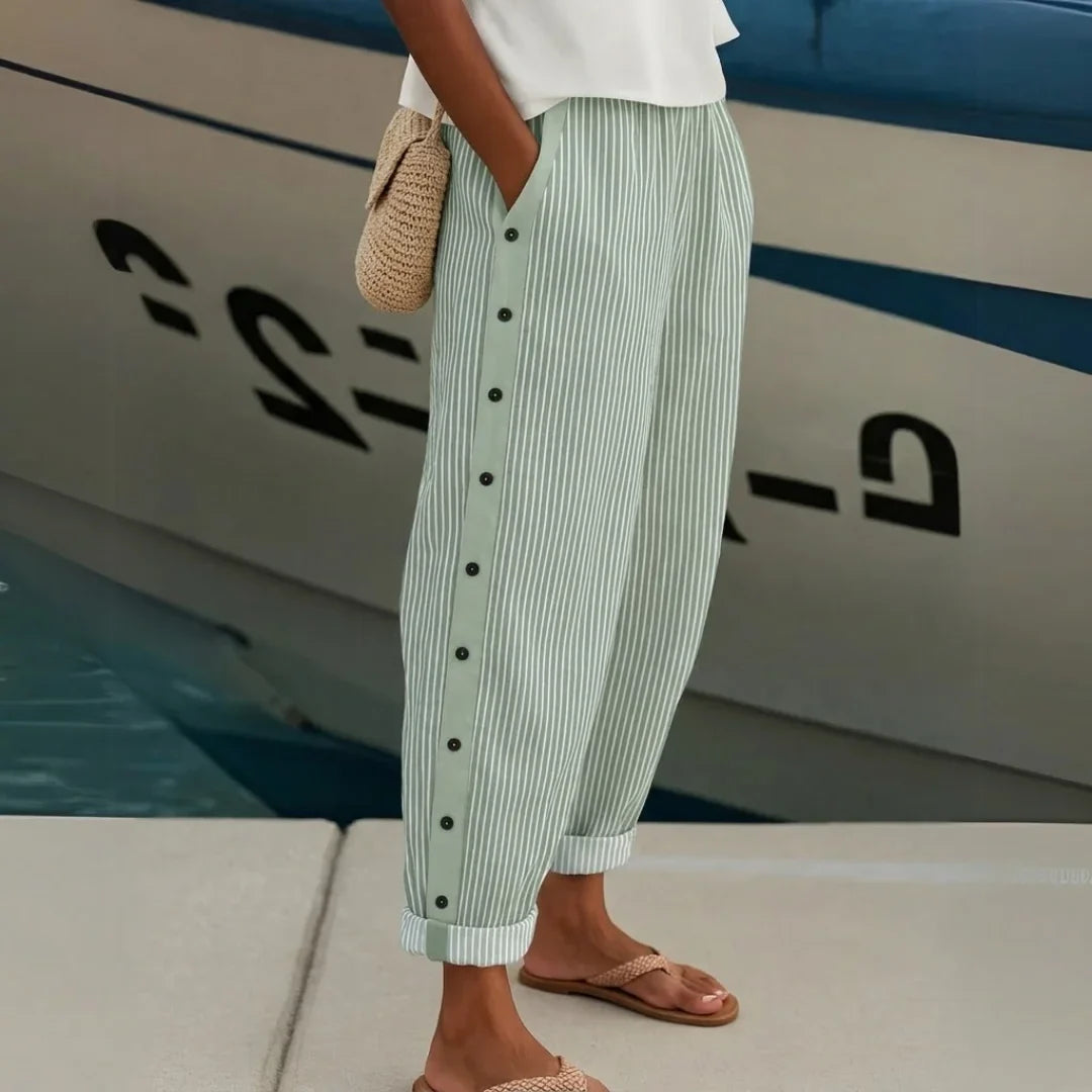 Catalina | Pantalones elegantes con botones y rayas