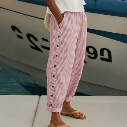 Catalina | Pantalones elegantes con botones y rayas