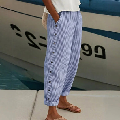 Catalina | Pantalones elegantes con botones y rayas