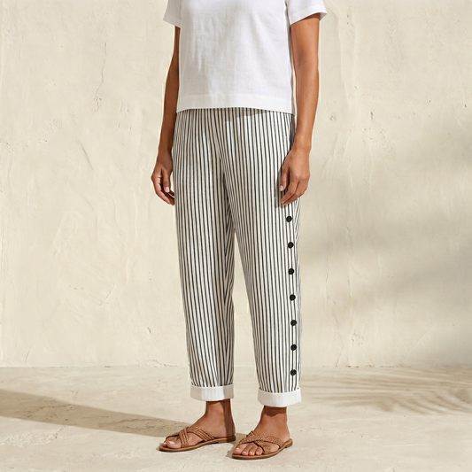 Catalina | Pantalones elegantes con botones y rayas
