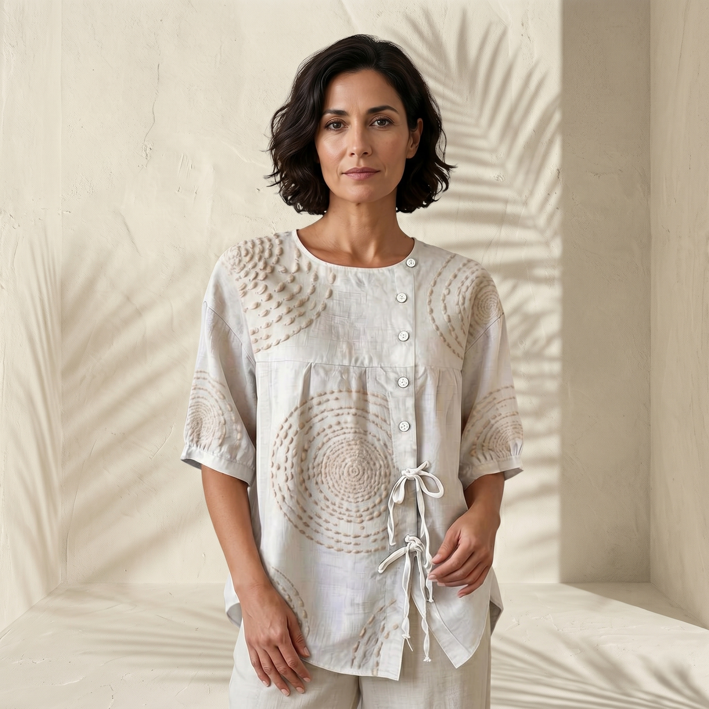Emelina | Blusa de lino suave con bordado