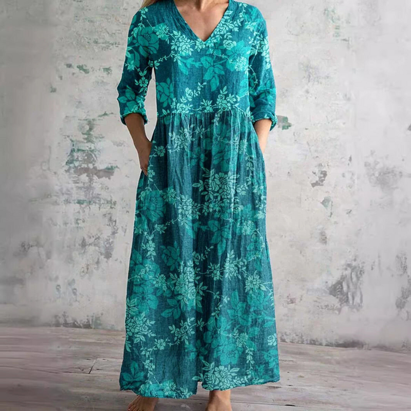 María | Elegante Vestido Maxi Floral de Verano