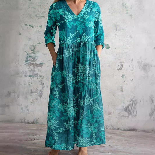 María | Elegante Vestido Maxi Floral de Verano