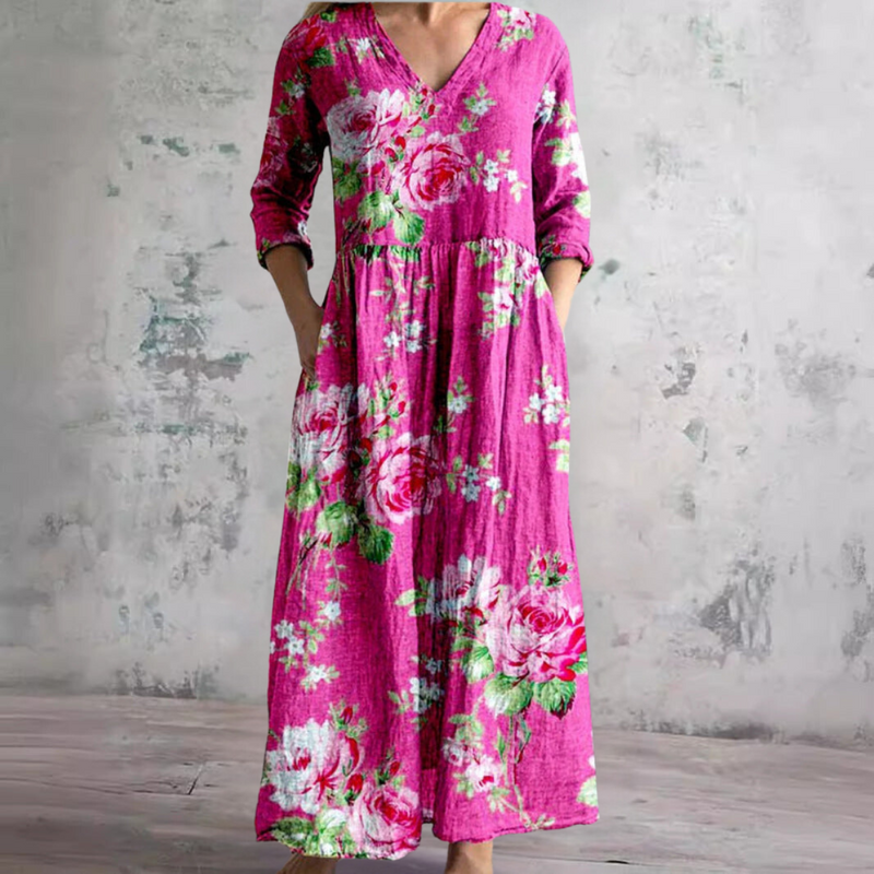 Fiona | Elegante Vestido Maxi Floral de Verano