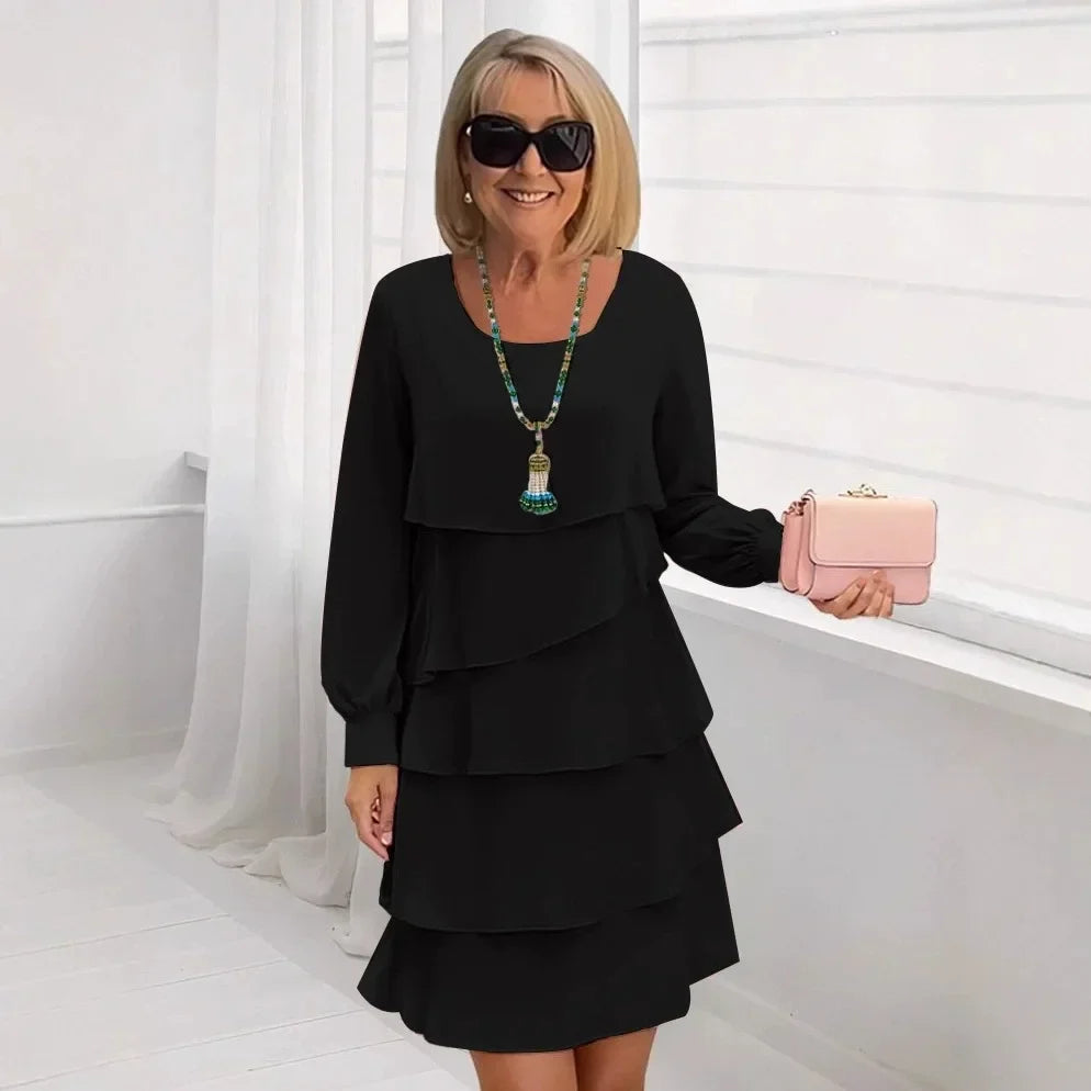 Margaret | Vestido elegante cómodo con volantes de manga larga