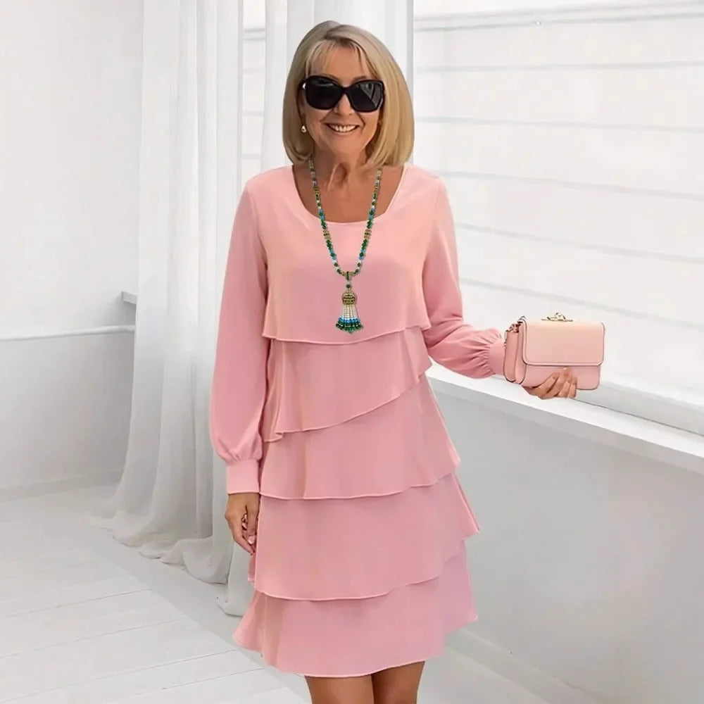 Margaret | Vestido elegante cómodo con volantes de manga larga