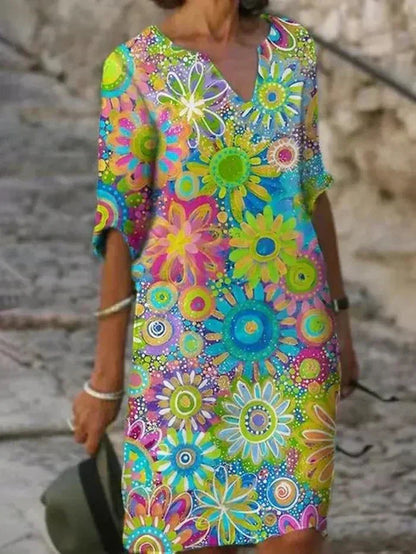 Ana | Vibrante Vestido Midi Floral