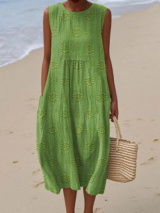 Isla | Vestido Estampado de Verano Sin Mangas