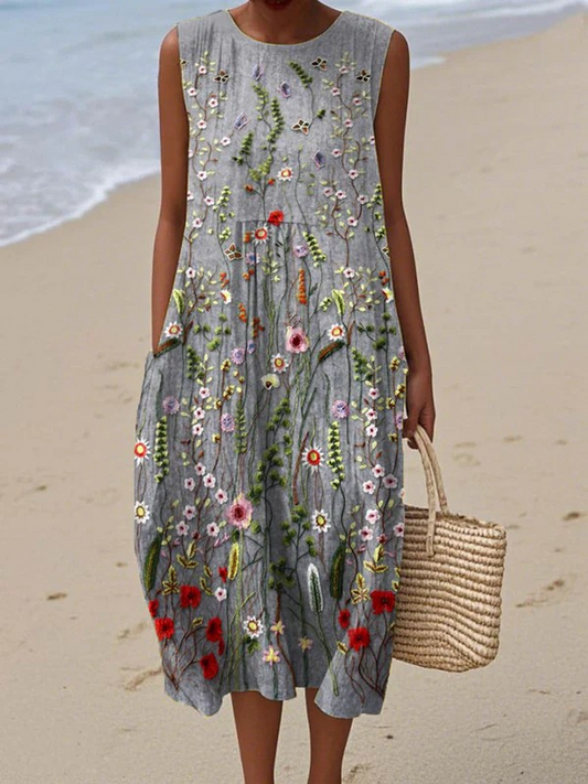 Carmen | Vestido Midi Flores Silvestres
