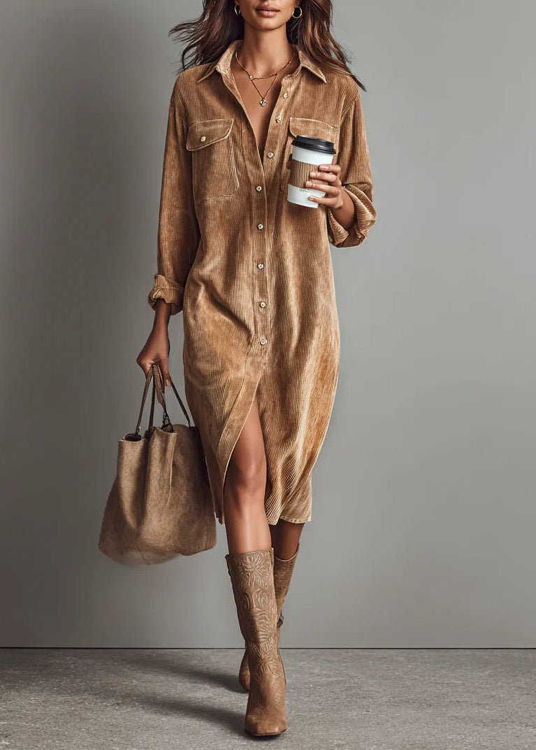 NIYARA | Vestido camisero de pana
