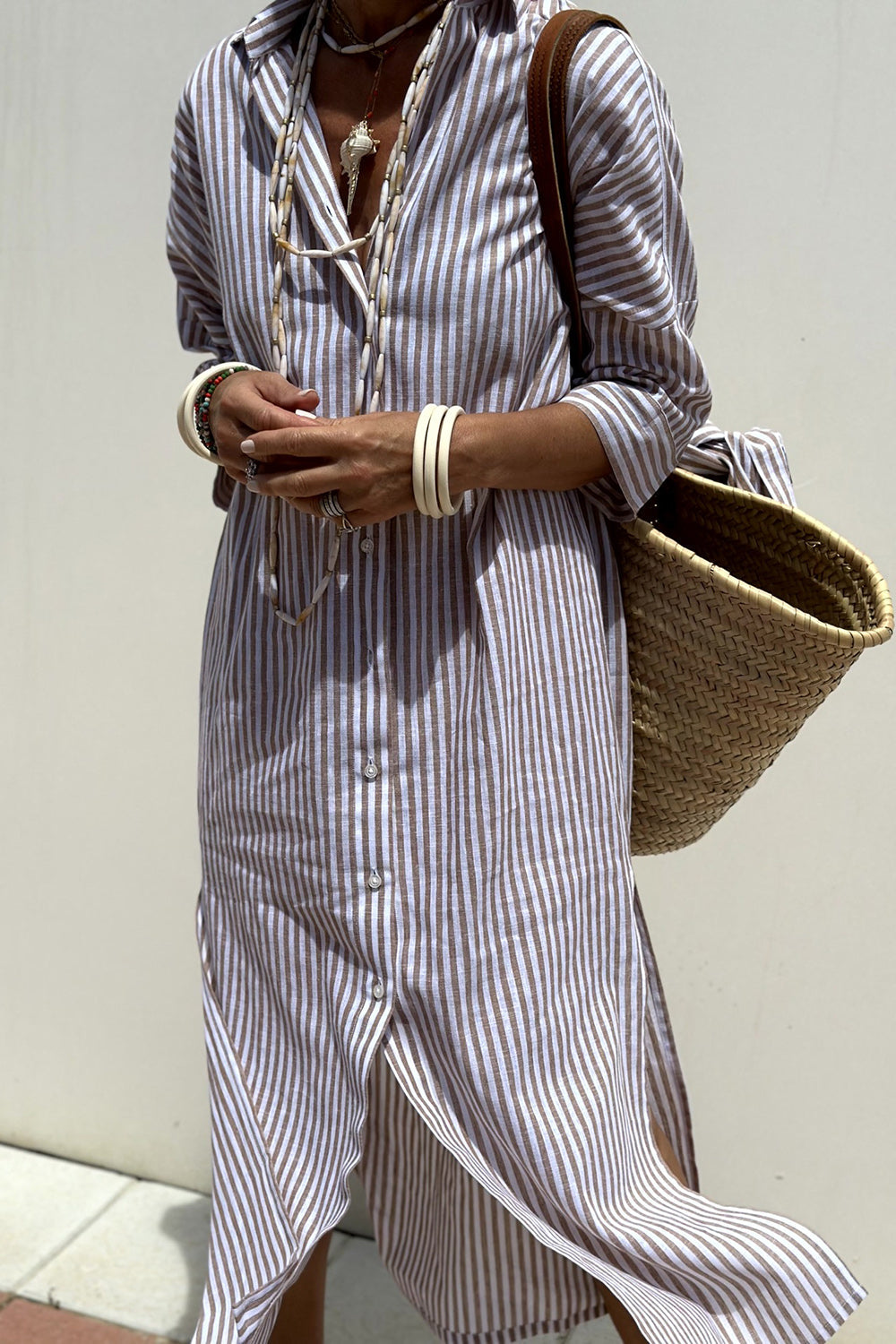 Sonia | Vestido Camisero de Rayas con Elegancia Atemporal