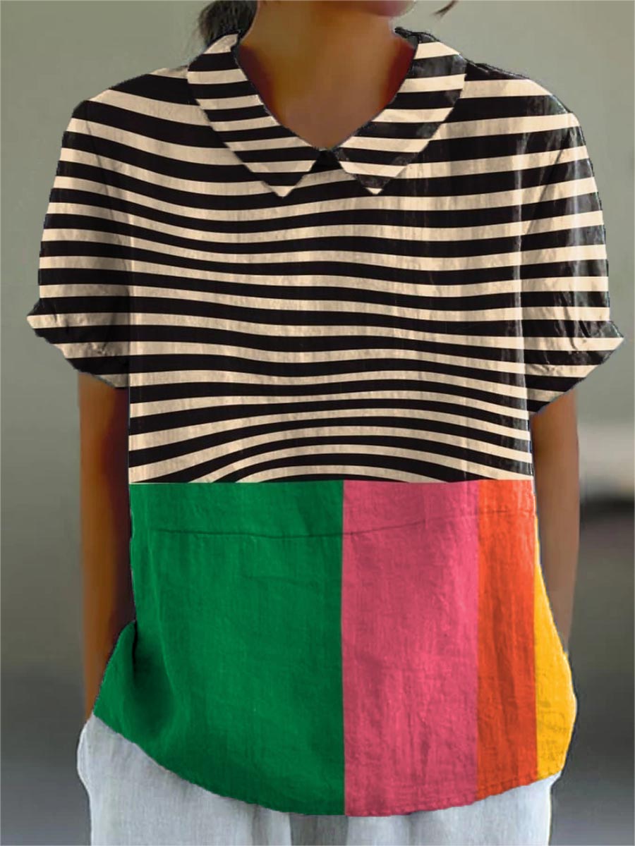 Eva | Striped Colour Block Shirt