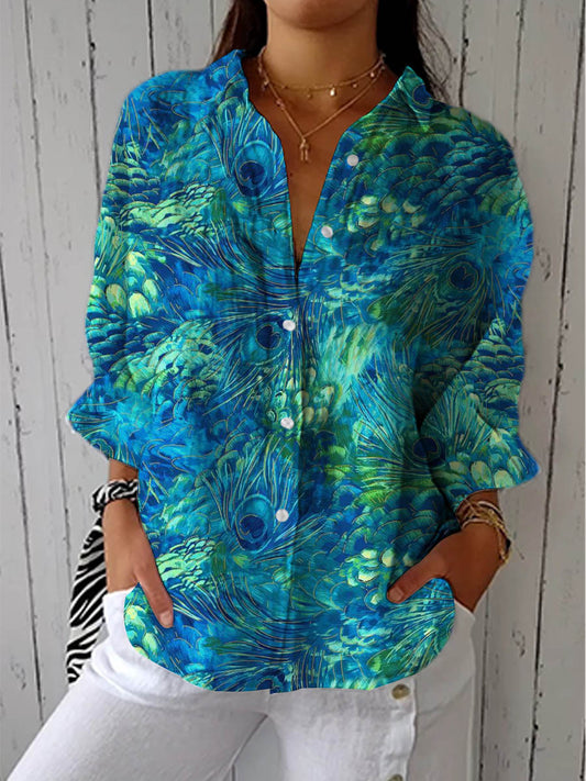 Patricia | Camisa Estampada Naturaleza Azul