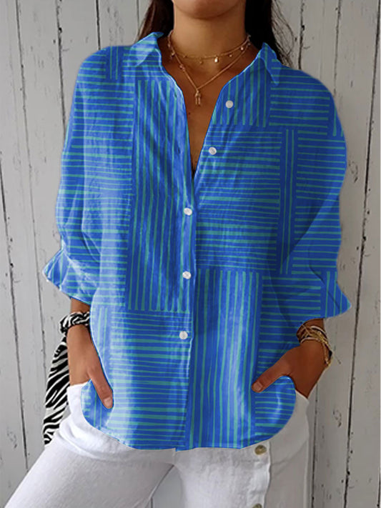 Alicia | Camisa Estampada de Rayas Azules