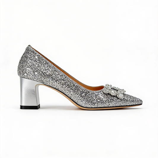 Magdalena | Zapatos de salón ortopédicos con brocado