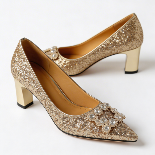 Magdalena | Zapatos de salón ortopédicos con brocado